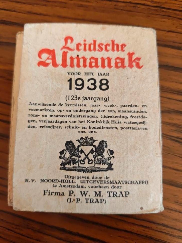 Leidsche Almanak 1938 - Firma Trap - Zeldzaam!, Antiek en Kunst, Antiek | Boeken en Bijbels, Ophalen