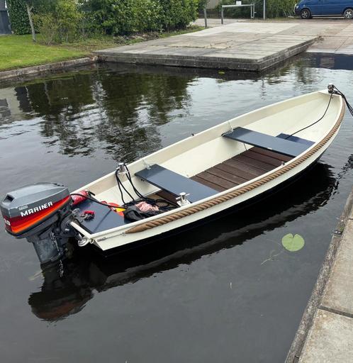 Leuk stalen sloepje compleet met motor en trailer, Watersport en Boten, Sloepen, Gebruikt, Tot 10 pk, 3 tot 6 meter, Buitenboordmotor