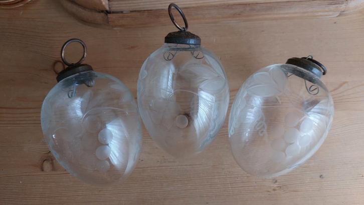 MOOI! Oude glazen geëtste kerstballen, Diversen, Kerst, Zo goed als nieuw, Ophalen