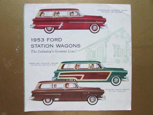 1953 FORD Station wagons folder, Engels, Boeken, Auto's | Folders en Tijdschriften, Zo goed als nieuw, Ford, Ophalen of Verzenden
