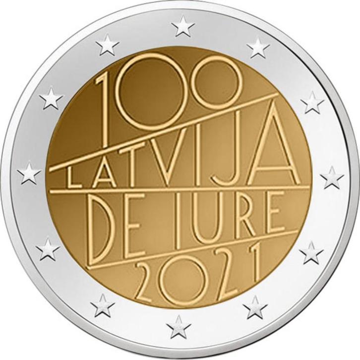 2 euro Letland 2021 - 100 jaar Republiek Letland (UNC), Postzegels en Munten, Munten | Europa | Euromunten, Losse munt, 2 euro