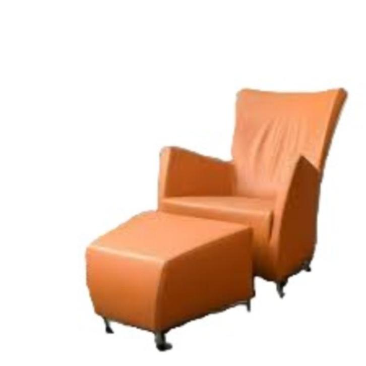 Montis Windy oranje met Hocker, Huis en Inrichting, Fauteuils, Zo goed als nieuw, Leer, 50 tot 75 cm, 75 tot 100 cm, Ophalen