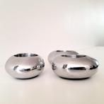 vintage set (3x) metalen modernistische design kandelaren, NVT, Gebruikt, NVT, Ophalen of Verzenden