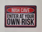 Man Cave enter at your own risk reclamebord van metaal deco, Huis en Inrichting, Woonaccessoires | Tekstborden en Spreuken, Info@deconoord.nl