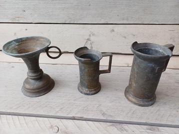 Oude Koperen Kannetjes - Set van 3 beschikbaar voor biedingen