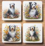 Bearded Collie Lente onderzetters met houder, Ophalen of Verzenden, Nieuw, Glas of Kopje