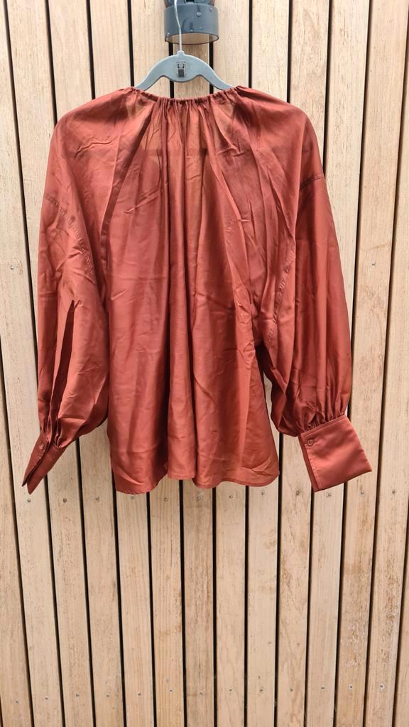 Roestbruine blouse XL met gouden details, Kleding | Dames, Blouses en Tunieken, Nieuw, Maat 46/48 (XL) of groter, Bruin, Ophalen of Verzenden