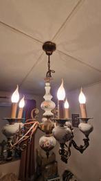 Kroonluchter 6 arms met porcelein, Ophalen, Gebruikt, Glas, Klassiek