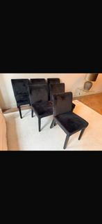 6 zwart fluwelen stoelen , stijl Piet Boon ., Huis en Inrichting, Ophalen, Modern , tijdloos , design, Zwart, Zo goed als nieuw