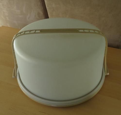 Tupperware Hoge Taartdoos met draagriem Vintage, Huis en Inrichting, Keuken | Tupperware, Gebruikt, Bus of Trommel, Wit, Crème