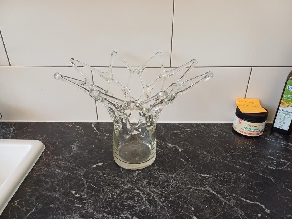 Mondgeblazen Lattice  vaas, Overige kleuren, Ophalen of Verzenden, Minder dan 50 cm, Glas