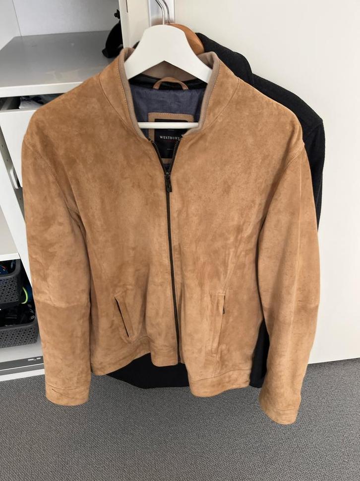 Westbury Premium suède leren jas – maat L, Kleding | Heren, Jassen | Zomer, Zo goed als nieuw, Maat 52/54 (L), Beige, Ophalen of Verzenden