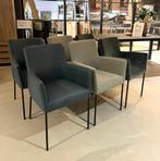 Stijlvol set eetkamerstoelen in blauwe stof en leder, Sommelsdijksehaven 19, Blauw, Info@vissermeubelen.nl, Nieuw