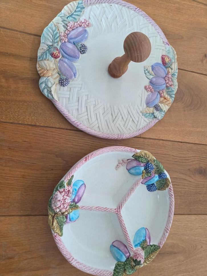 Keramiek Serveerschaal met Deksel, Huis en Inrichting, Woonaccessoires | Schalen en Manden, Gebruikt, Schaal, Rond, Porselein of Keramiek