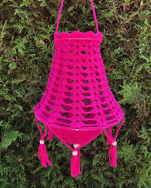 Handmade gehaakte roze kroonluchter kwastjes houten kralen, Hobby en Vrije tijd, Breien en Haken, Nieuw, Haken, Overige typen