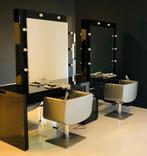 Kappers-/make-up tafel verlichte spiegels 4 werkplekken, Ophalen, Gebruikt, 200 cm of meer, 125 cm of meer