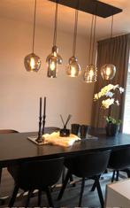 Zwarte houten eettafel met rvs onderstel - 225x100cm, Huis en Inrichting, Tafels | Eettafels, Ophalen, 100 tot 150 cm, 200 cm of meer