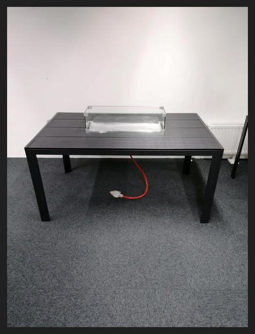 Vuurtafel-Eettafel met RVS brander, glasombouw en afdekplaat, Tuin en Terras, Vuurtafels, Nieuw, Ophalen