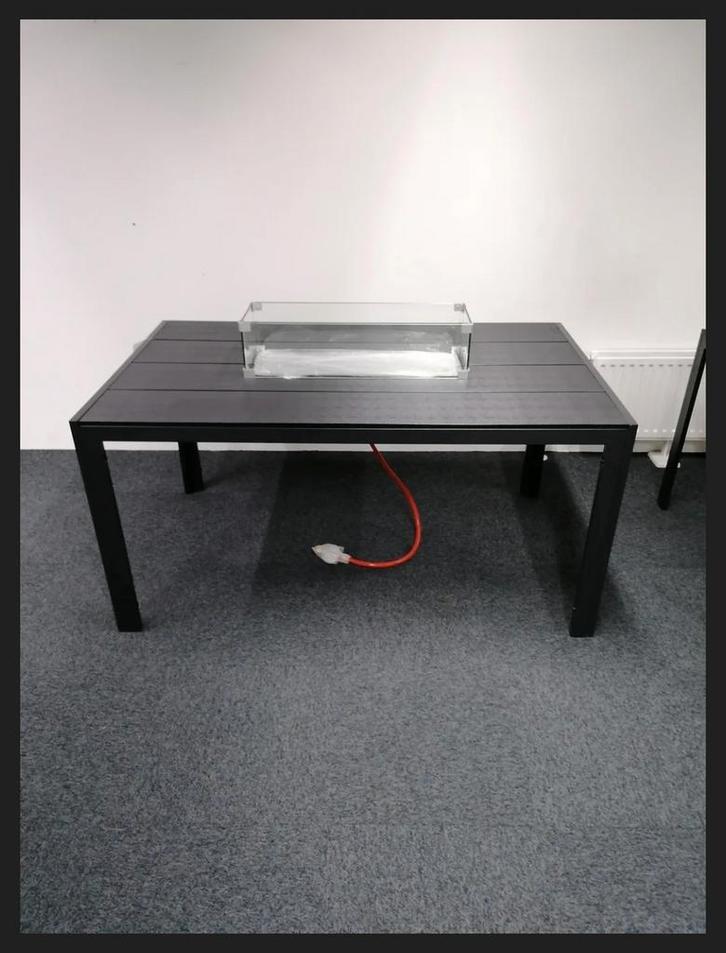 Vuurtafel-Eettafel met RVS brander, glasombouw en afdekplaat, Tuin en Terras, Vuurtafels, Nieuw, Ophalen