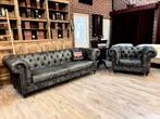 Chesterfield set 3 zits & club fauteuil, Ophalen, Nieuw, 75 tot 100 cm, Leer