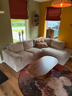 Nette ribstof hoekbank beige met loungegedeelte, Ophalen of Verzenden, Zo goed als nieuw