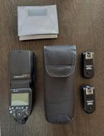 Yongnuo YN600EX-RTII Speedlite + 2 Flash Triggers, Ophalen of Verzenden, Gebruikt, Overige merken, Kantelbaar