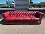 XL Chesterfield bank 4 zit bank oxblood GRATIS BEZORGD, Gebruikt, 125 cm of meer, Leer, Ophalen of Verzenden