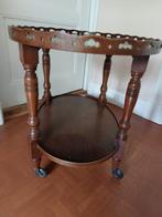 Brocante thee tafeltje; bijzettafeltje op wielen, sidetable, Ophalen, Gebruikt, 50 tot 100 cm, Ovaal