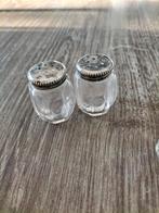 Antieke zilveren kristallen zout & peper vaatjes., Antiek en Kunst, Verzenden