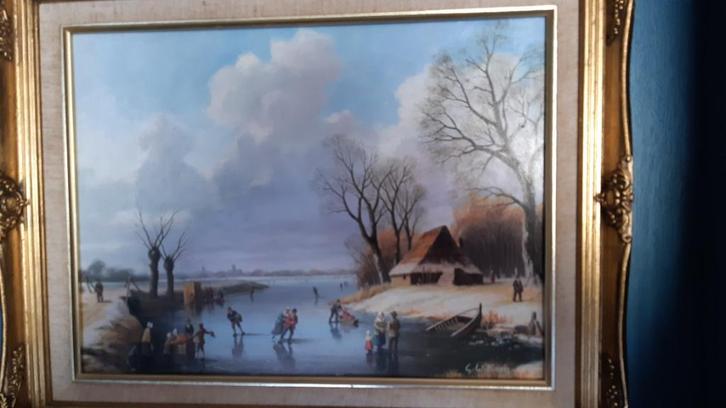 winterlandschap, Antiek en Kunst, Kunst | Schilderijen | Klassiek, Ophalen of Verzenden