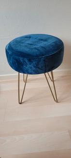 Blauw velvet krukje met gouden pootjes, Ophalen