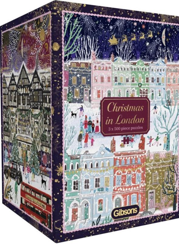 Gibsons - Christmas in London - 3x500 stukjes, Hobby en Vrije tijd, Denksport en Puzzels, Nieuw, Legpuzzel, 500 t/m 1500 stukjes