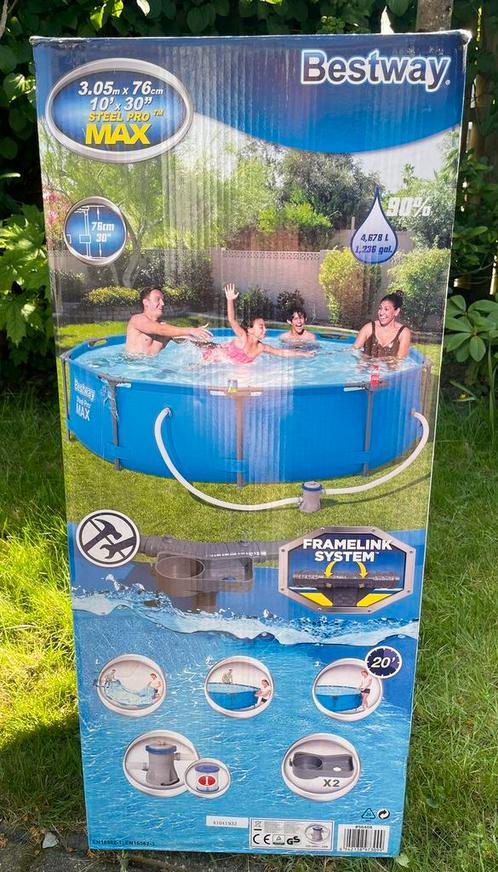 Zwembad Bestway Steel Pro Max 3 mtr rond +hoes +chemie set, Tuin en Terras, Zwembaden, Zo goed als nieuw, Minder dan 80 cm, 200 tot 400 cm