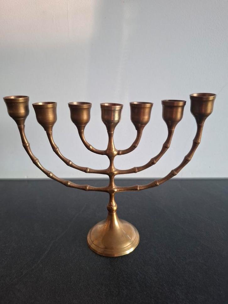 Vintage Menora / Kandelaar, Antiek en Kunst, Antiek | Kandelaars, Koper of Brons, Ophalen of Verzenden