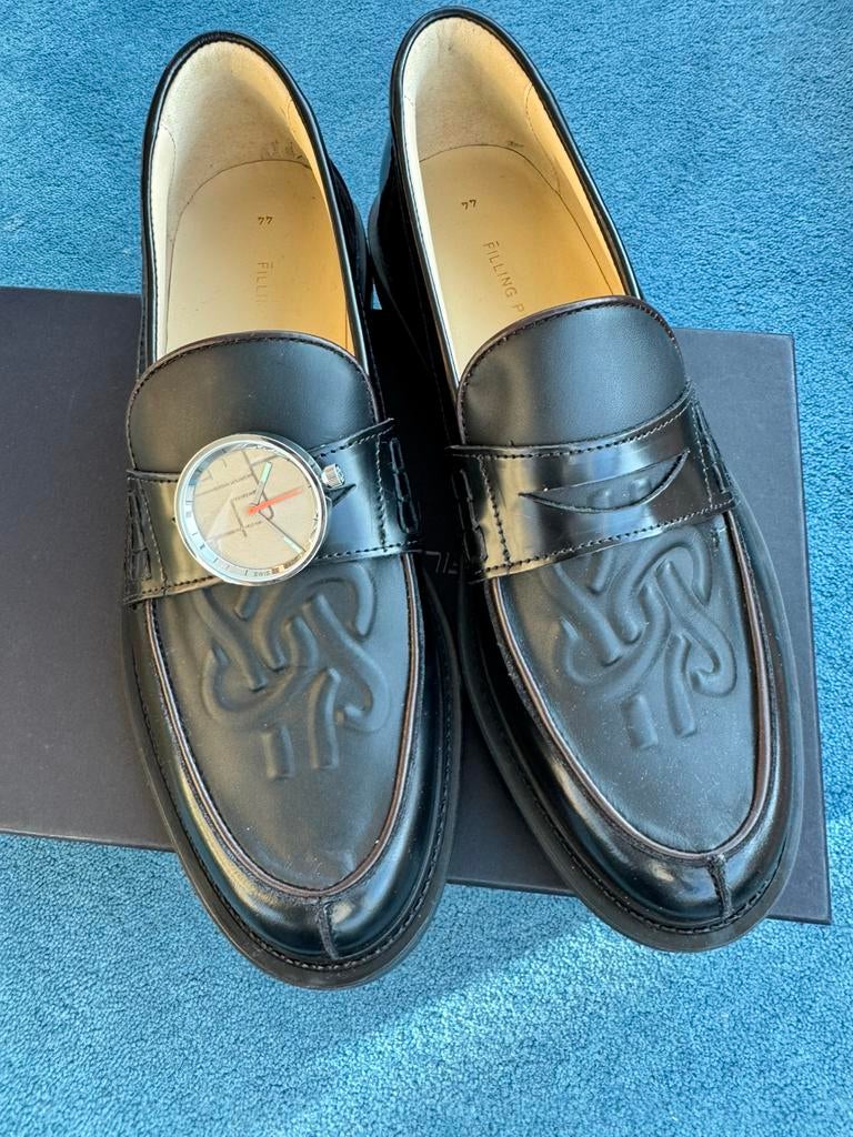 NIEUW Filling Pieces “Time” EU44 Black/Black Horloge Gratis, Kleding | Heren, Schoenen, Loafers, Verzenden, Zwart, Nieuw