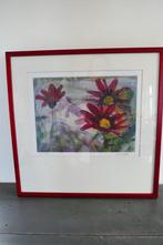 Viviane Klagsbrun Ets 162/390 bloemen in lijst met glas, Antiek en Kunst, Verzenden