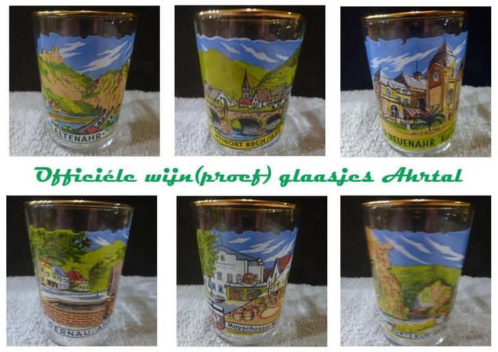 6 Ahrtal wijn (proef) glaasjes, Verzamelen, Glas en Borrelglaasjes, Zo goed als nieuw, Borrel- of Shotglas, Ophalen of Verzenden