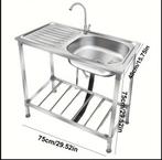 Rvs wasbak met onderstel, Huis en Inrichting, Keuken | Keukenelementen, Zo goed als nieuw, Minder dan 100 cm, 25 tot 50 cm, 50 tot 100 cm