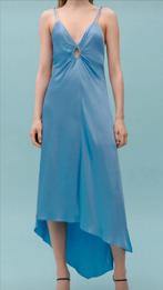 Nieuwe blauw jurk L 40 longdress high-low split Mango satijn, Mango, Blauw, Maat 42/44 (L), Nieuw