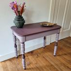 Vintage antiek gerestylde walnoot houten sidetable, Ophalen, Zo goed als nieuw, 25 tot 50 cm, Rechthoekig