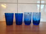 4 Retro blauwe glazen, Overige typen, Zo goed als nieuw, Ophalen