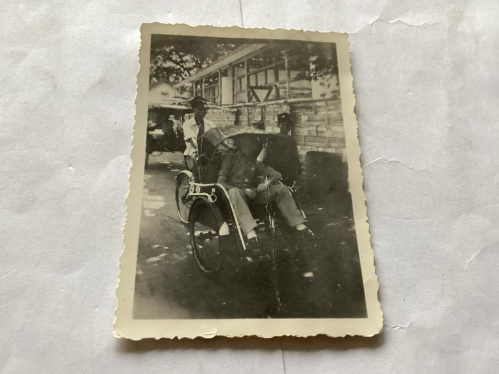 Ned Indië Oude foto van riksja in het buitenland, Verzamelen, Gebruikt, Foto, Voor 1940, Buitenland