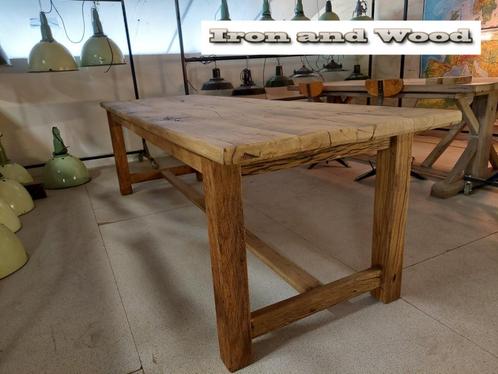 Stoere oud eiken wagonplanken kloostertafel - tafel op maat, Huis en Inrichting, Keuken | Keukenbenodigdheden, Nieuw, Ophalen