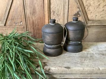Nieuw leuke set kleine mango houten potjes met deksel beschikbaar voor biedingen