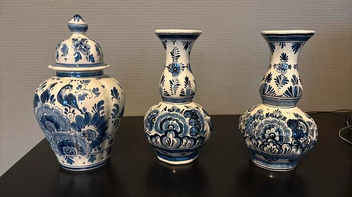 Delfts Blauwe Vazen Set (3 stuks), Antiek en Kunst, Antiek | Vazen, Ophalen of Verzenden
