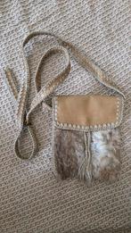 Bohemian Leren Tasje met Konijnenfur Details, Ophalen of Verzenden, Nieuw, Bruin, Schoudertasje