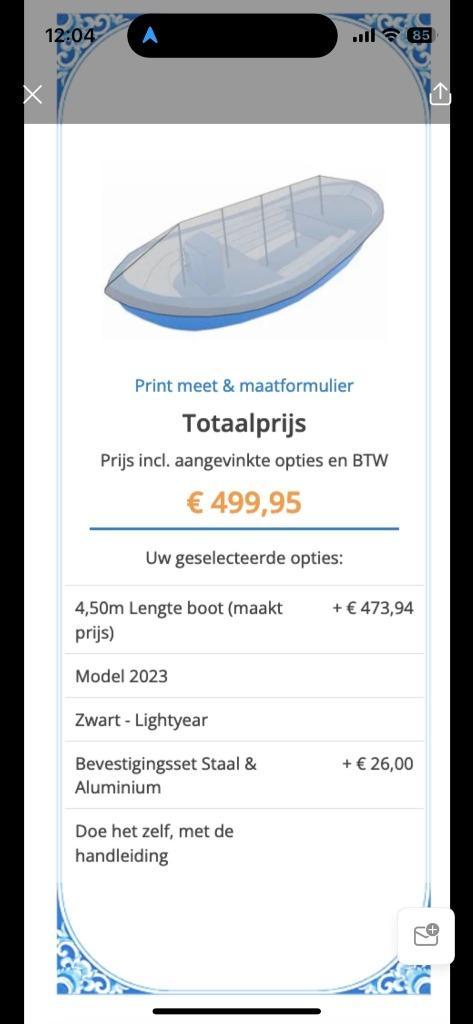 Bootzeil, Watersport en Boten, Accessoires en Onderhoud, Nieuw, Overige typen, Ophalen