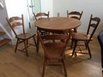 Top form ronde tafel uitklapbaar naar ovaal met stoelen, Ophalen, Gebruikt, 100 tot 150 cm, Eikenhout