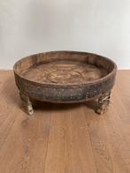 Oude Chakki tafel India authentiek dienblad hout metaal nr.1, Antiek en Kunst, Antiek | Schalen, Ophalen