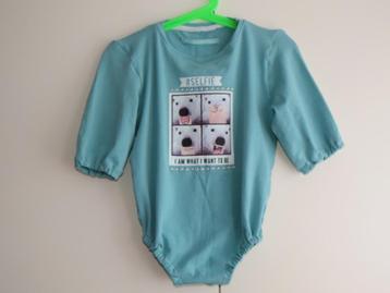 Handgemaakt babypakje sweater-romper mintgroen mt 74-80